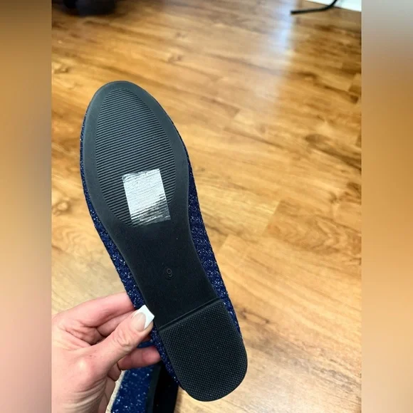 Studio 1886 Metallic Blue Silver Sparkle Knit Loafers Size 9 New With Tags - Picture 5 of 6